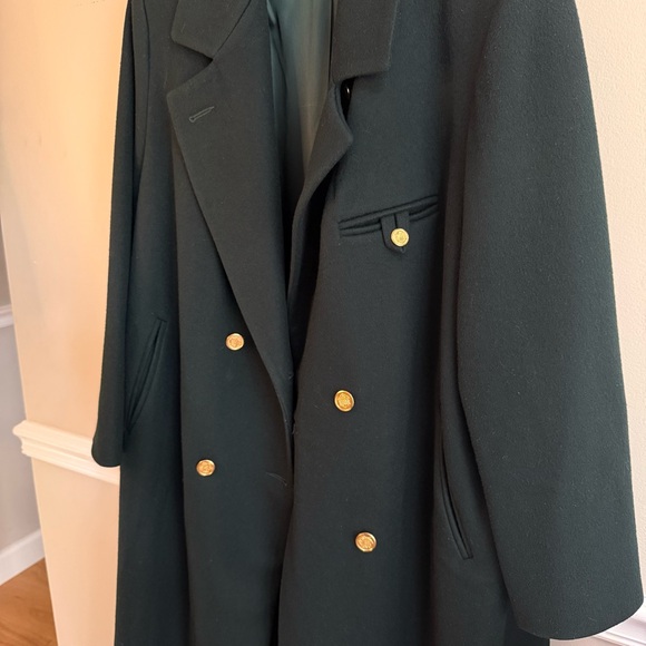 Vintage Hunter Green Wool Coat Forecaster Boston Double Breasted Gold Buttons 18 - Picture 8 of 8